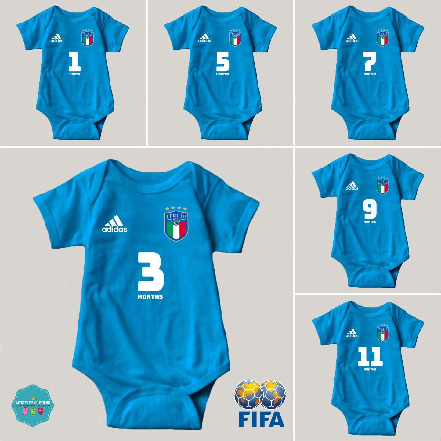 Baby FIFA Soccer Football Jersey Onesies - Italia