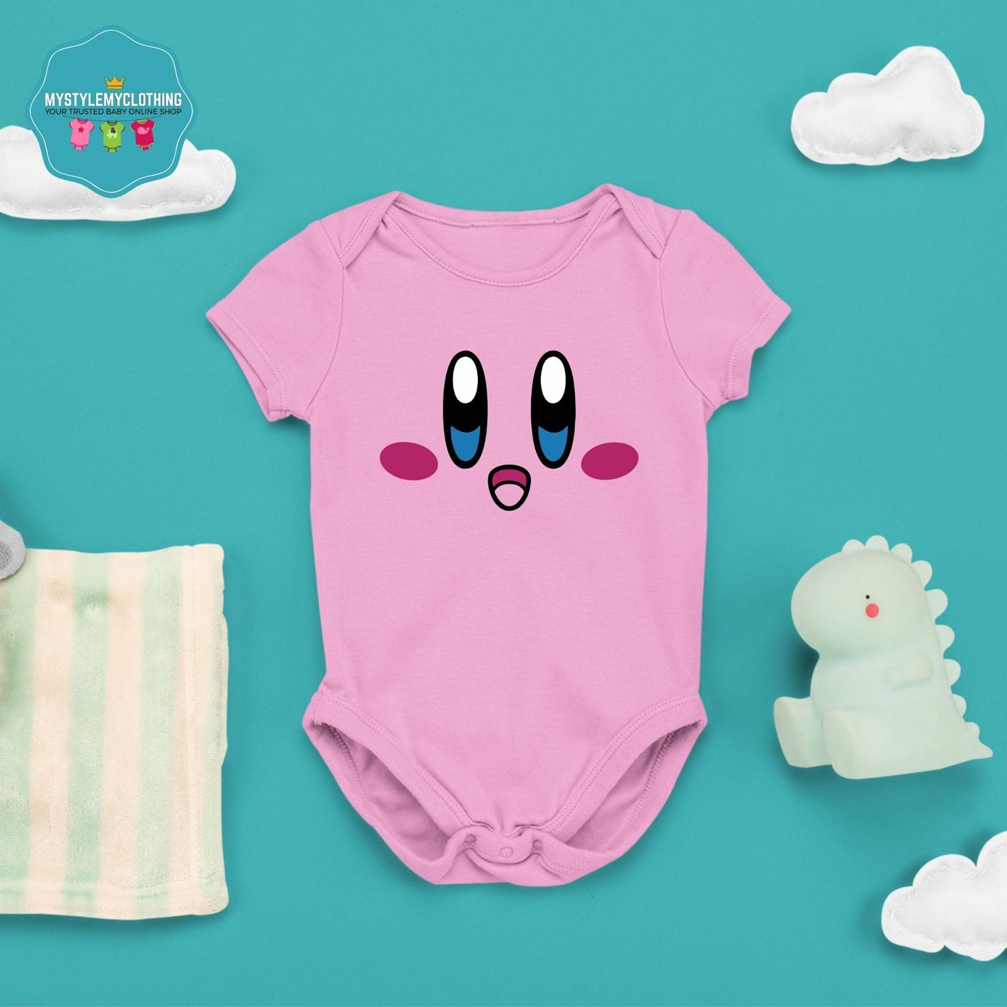 Baby Character Onesies with FREE Name Back Print  - Pokemon Kirby