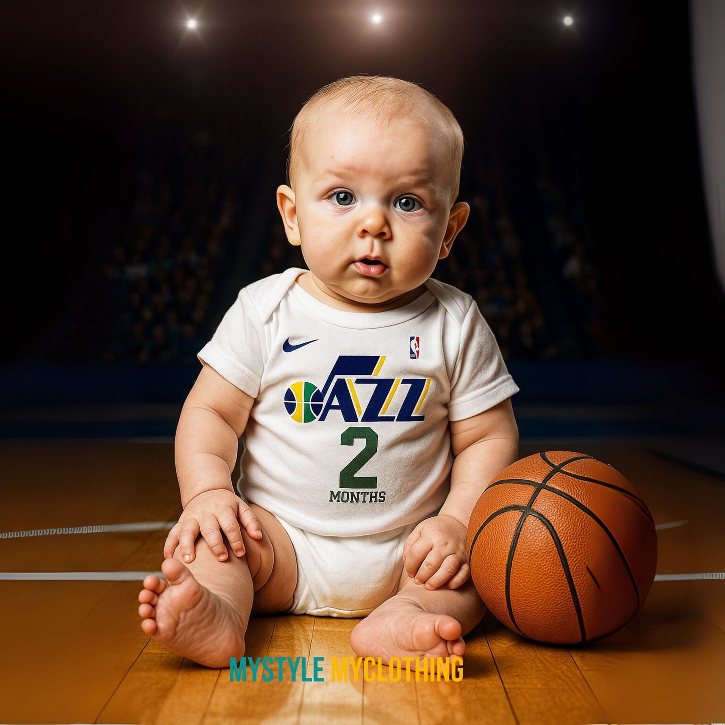 Baby Monthly Onesies - Basketball Jersey Utah Jazz