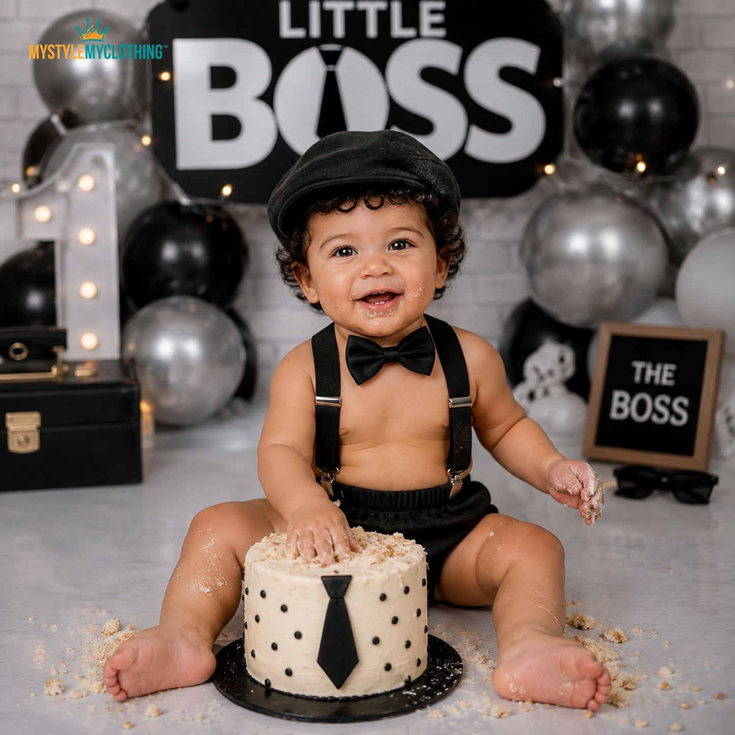Baby Cake Smash Set - Baby Boss Black Tuxedo Style