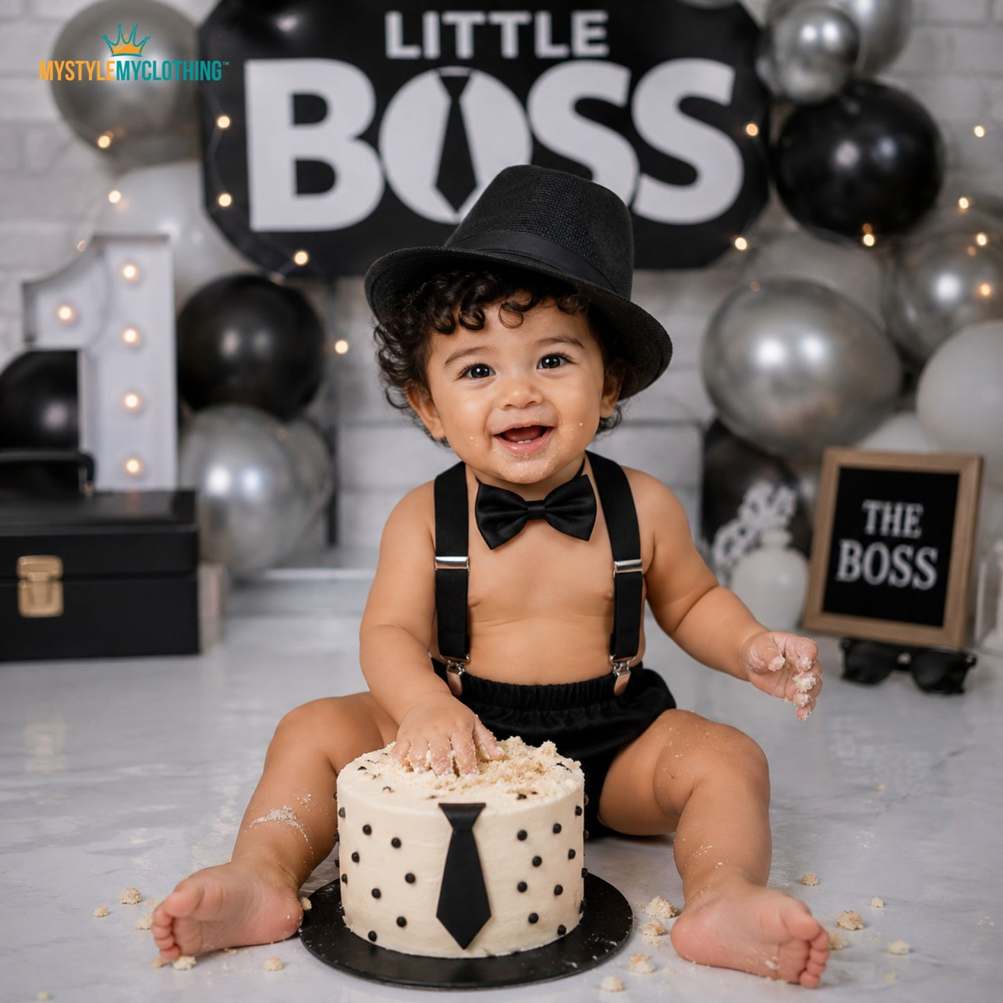 Baby Cake Smash Set - Baby Boss Black Tuxedo Style