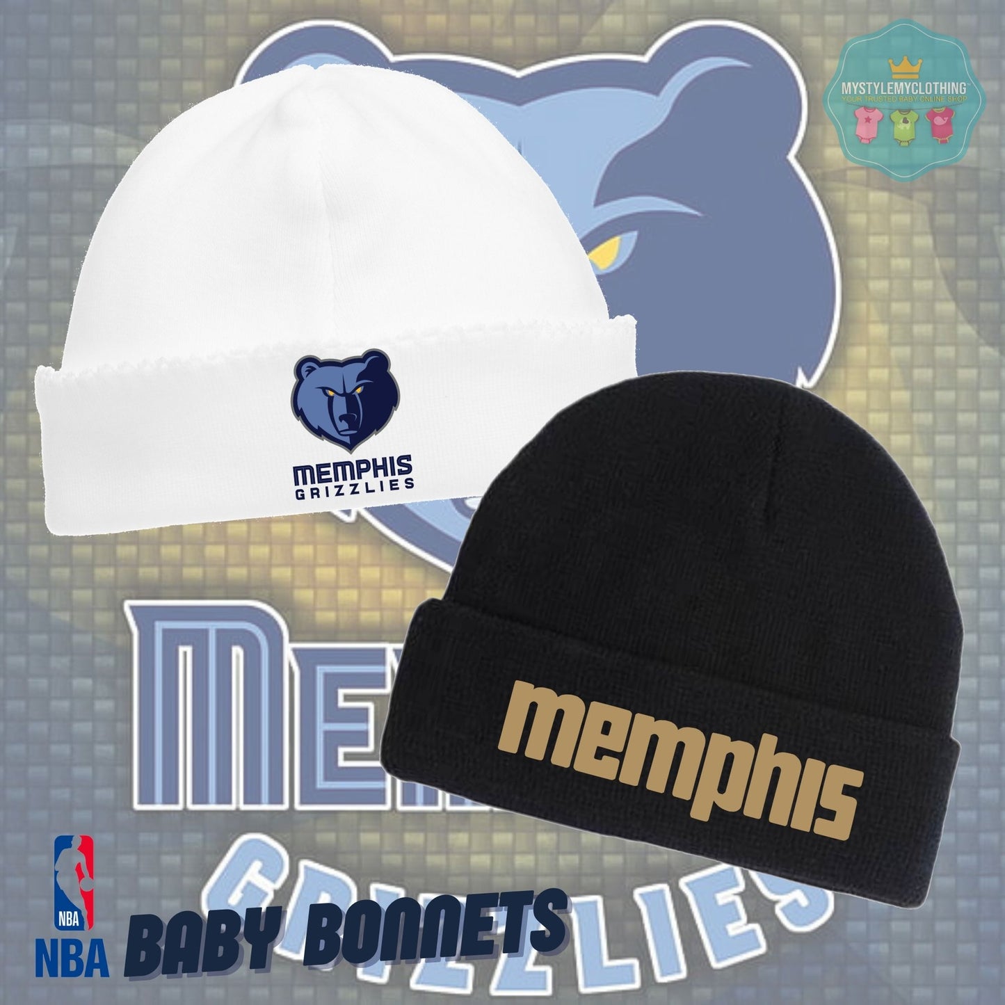 Baby Basketball Bonnets - Memphis Grizzles