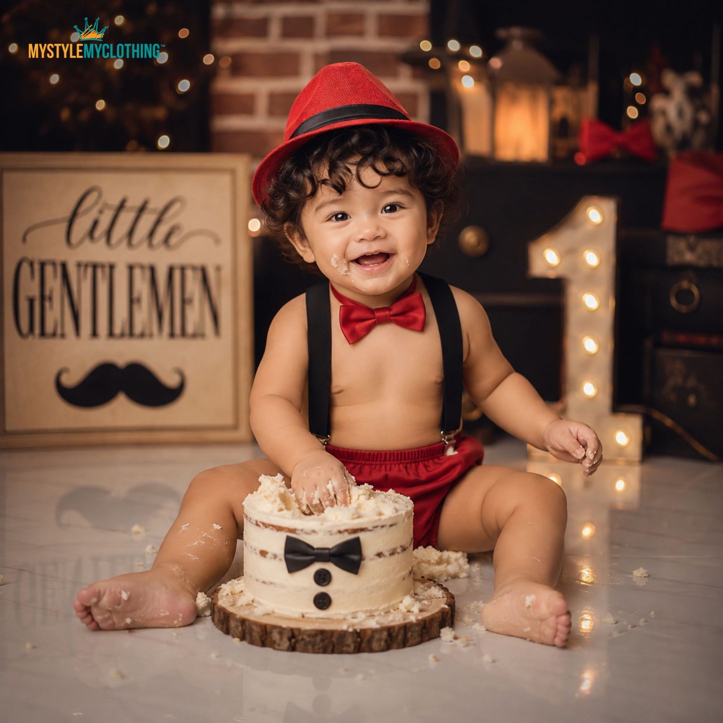 Baby Cake Smash Set - Little Man Red
