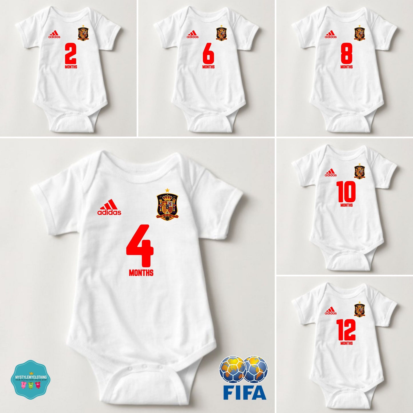 Baby FIFA Soccer Football Jersey Onesies - Espana