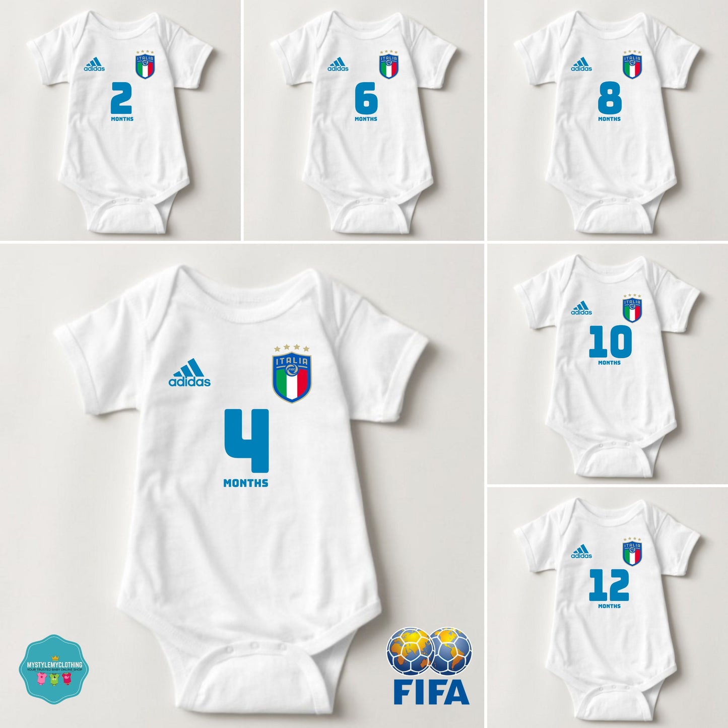 Baby FIFA Soccer Football Jersey Onesies - Italia