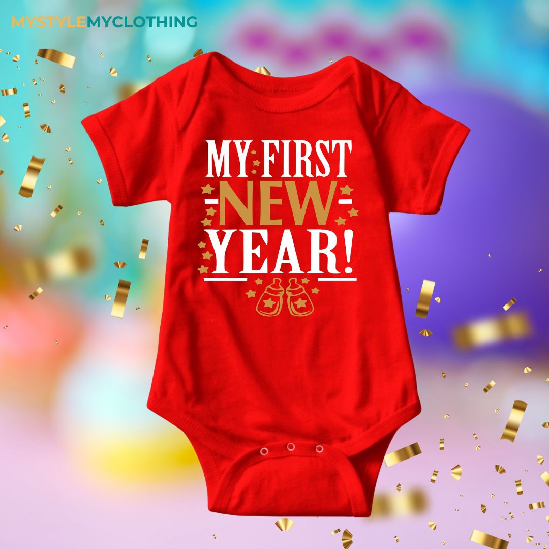 Baby New Year Holiday Onesies - My 1st New Year Small Bottle