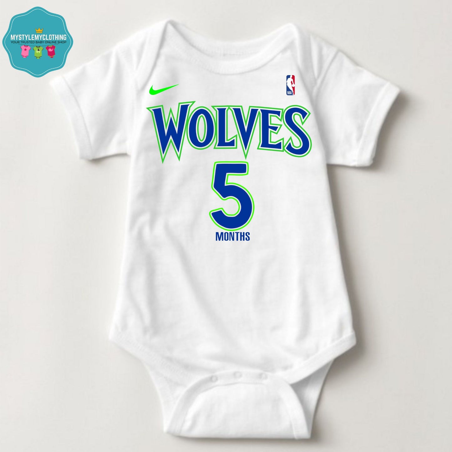 Baby Monthly Onesies - Basketball Jersey Minnesota Timberwolves