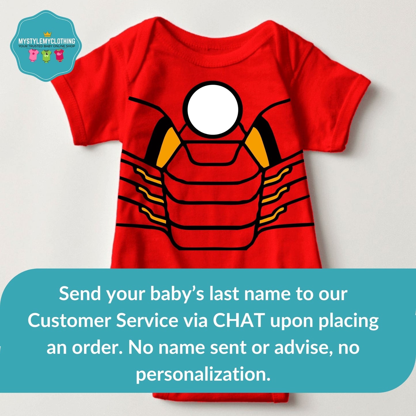 Baby Superhero Onesies with Name Back Print - Ironman-Suit Mark VII