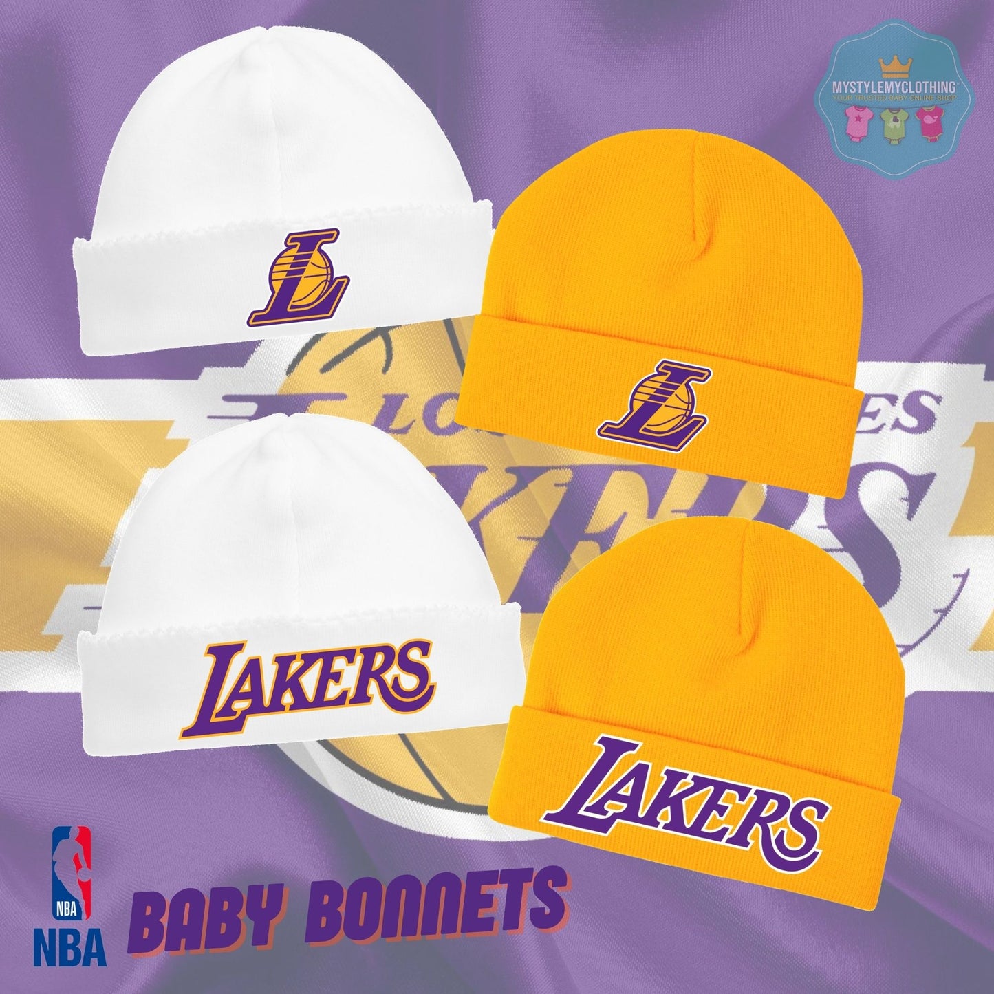 Baby Basketball Bonnets - Lakers