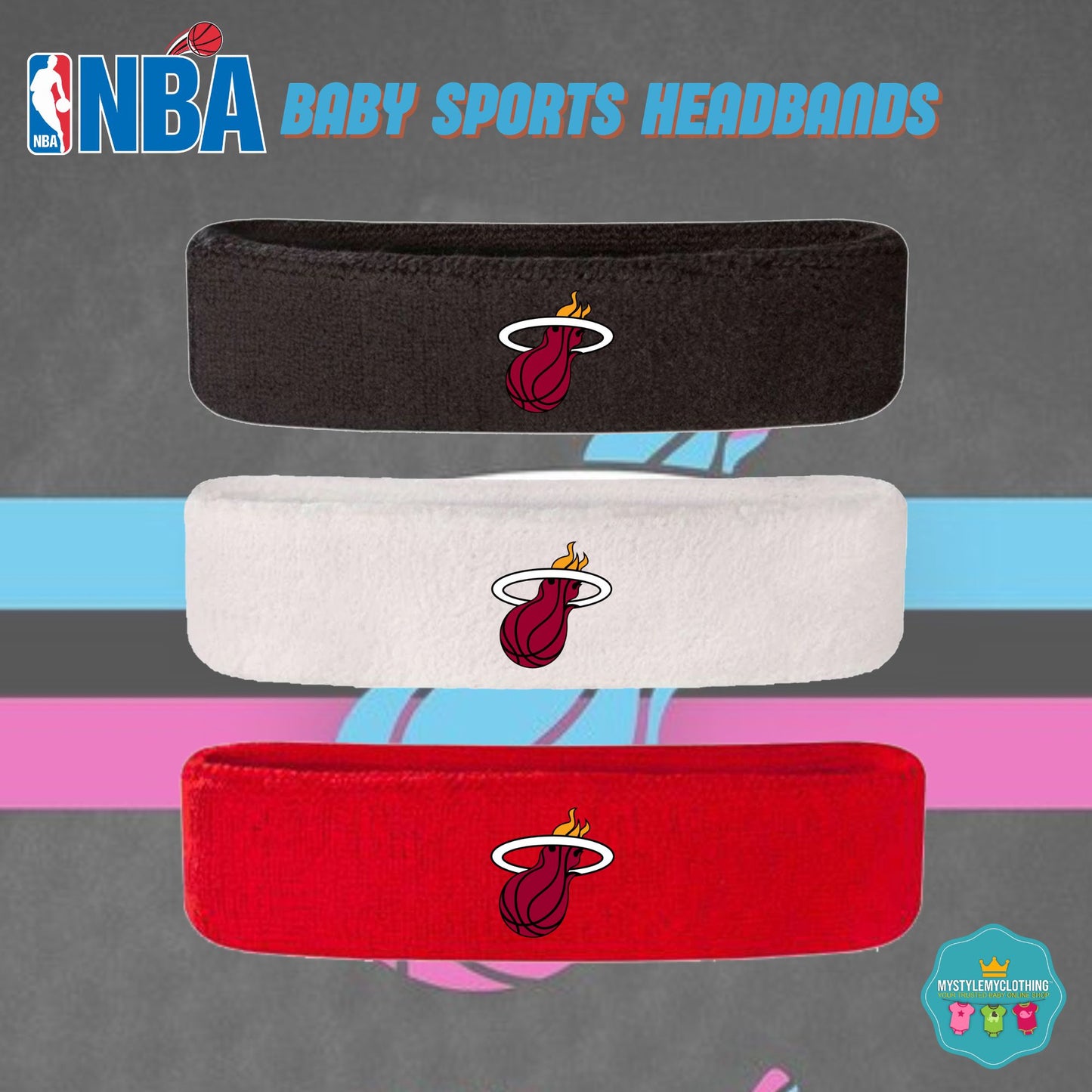 Baby and Kids Basketball Sports Headband - Miami Heat