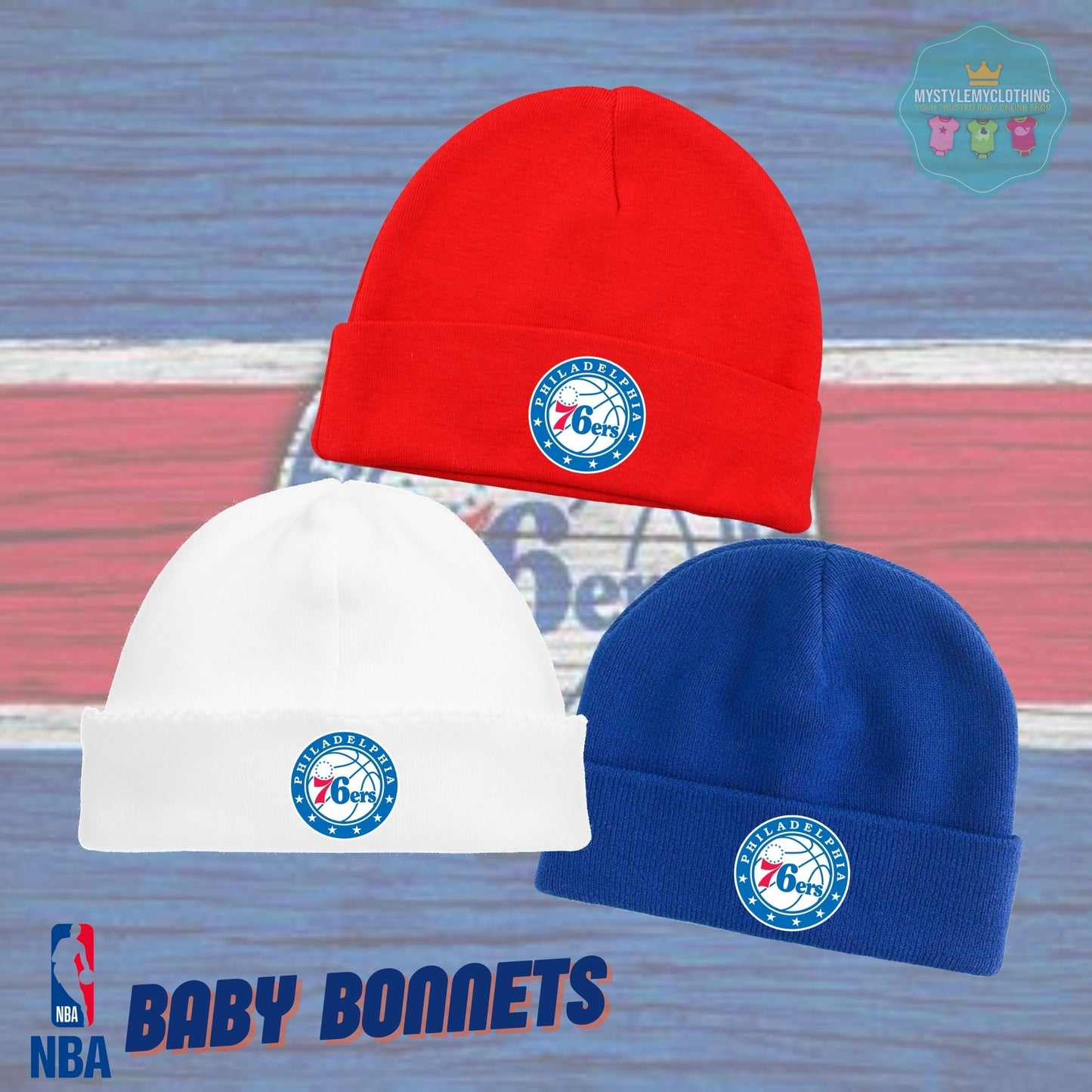 Baby Basketball Bonnets - Philadelphia Sixers