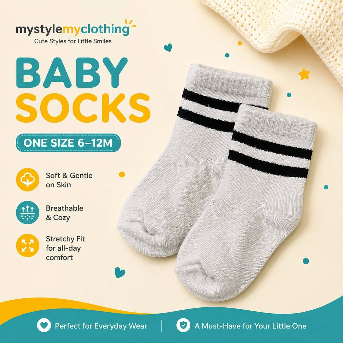 Customize baby Socks for Baby and Toddler - Cotton Spandex