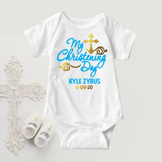 Baby Boy Christening Custom Print Name - Gold