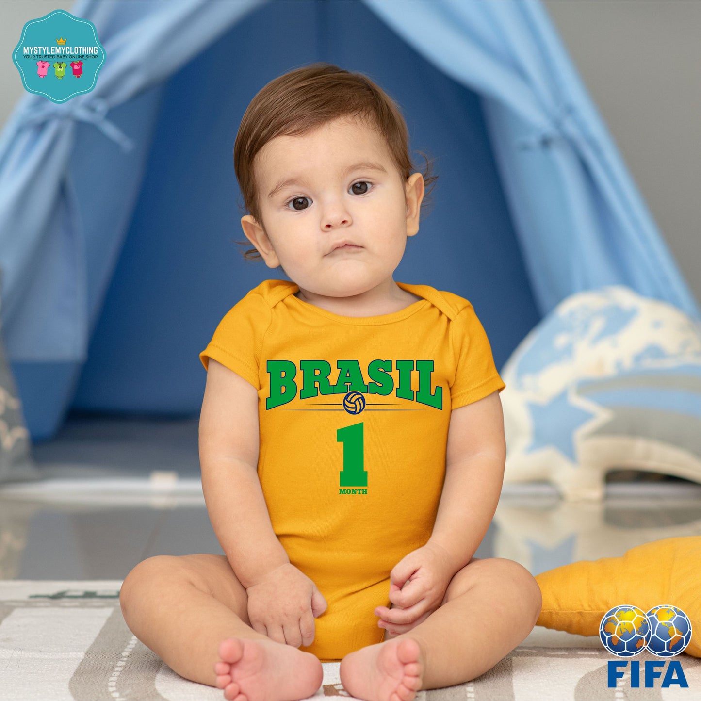 Baby FIFA Soccer Football Jersey Onesies - Brazil