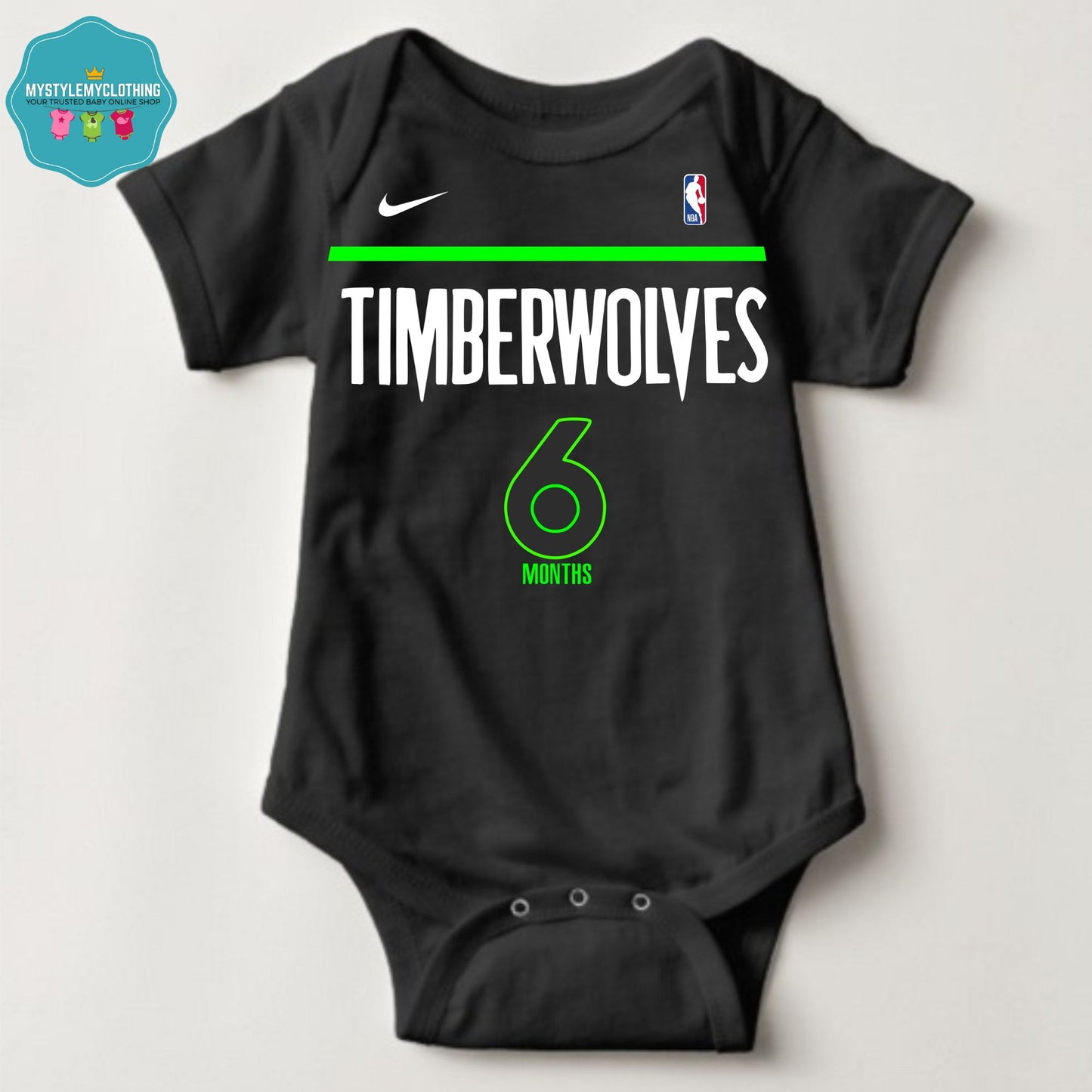 Baby Monthly Onesies - Basketball Jersey Minnesota Timberwolves