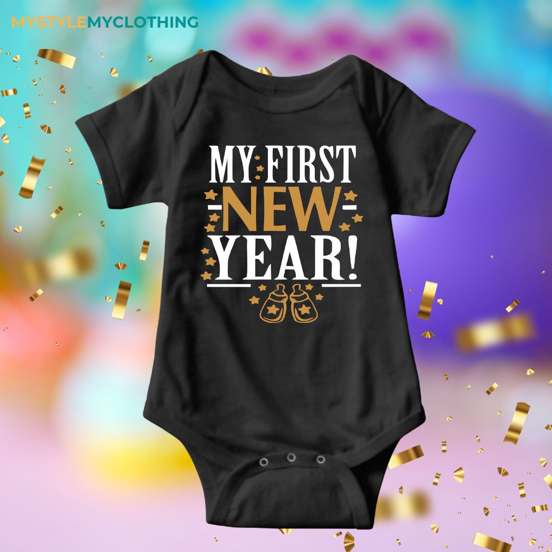 Baby New Year Holiday Onesies - My 1st New Year Small Bottle