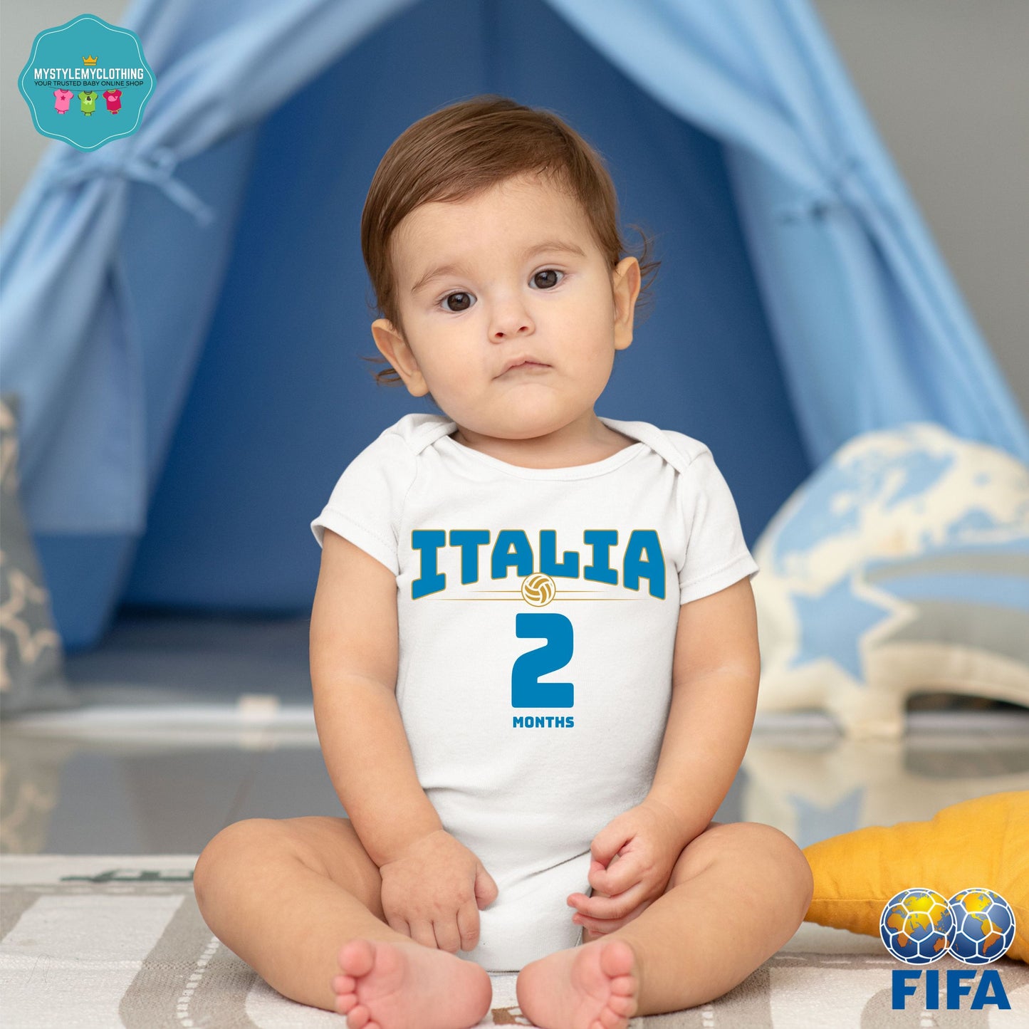 Baby FIFA Soccer Football Jersey Onesies - Italia