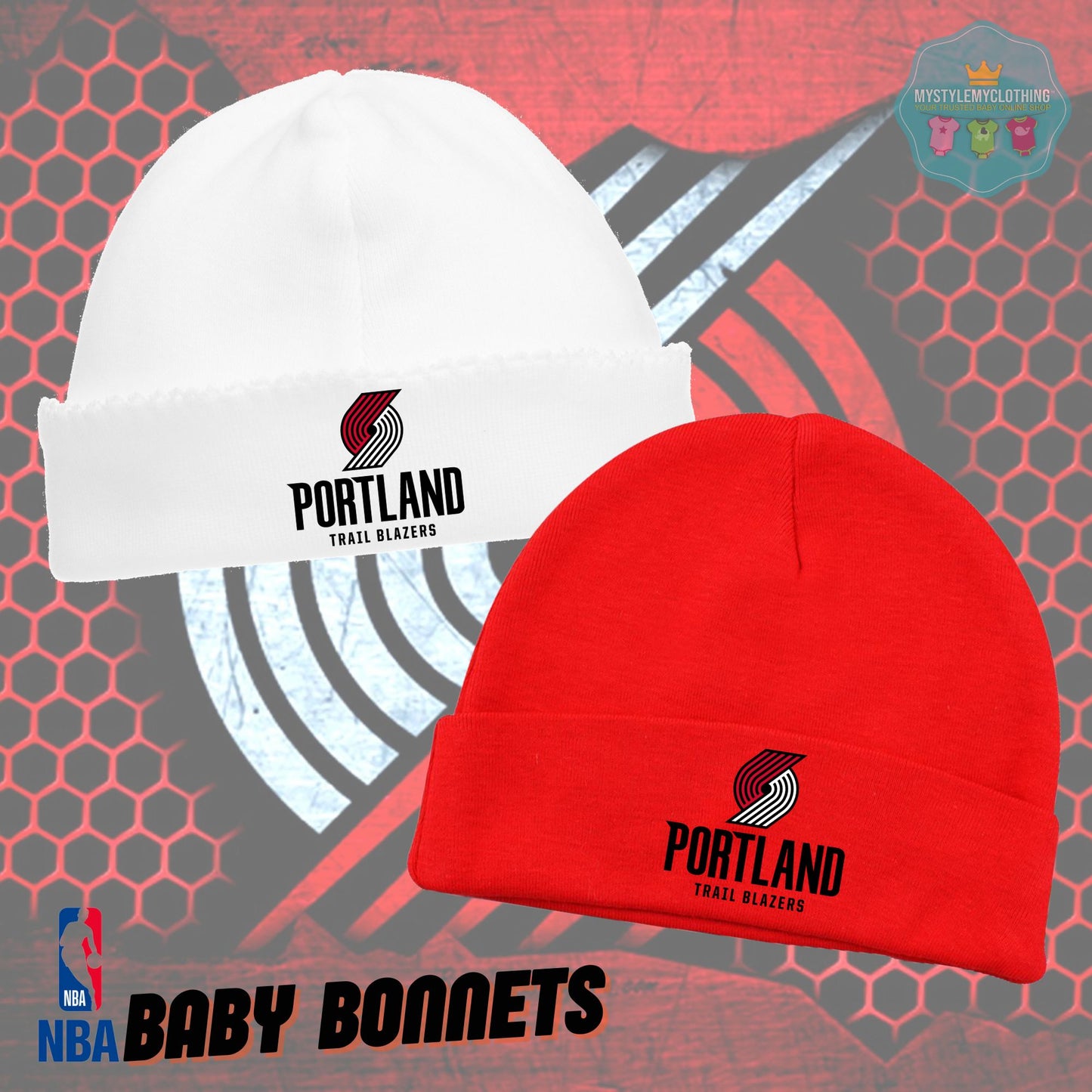 Baby Basketball Bonnets - Portland Trailblazer