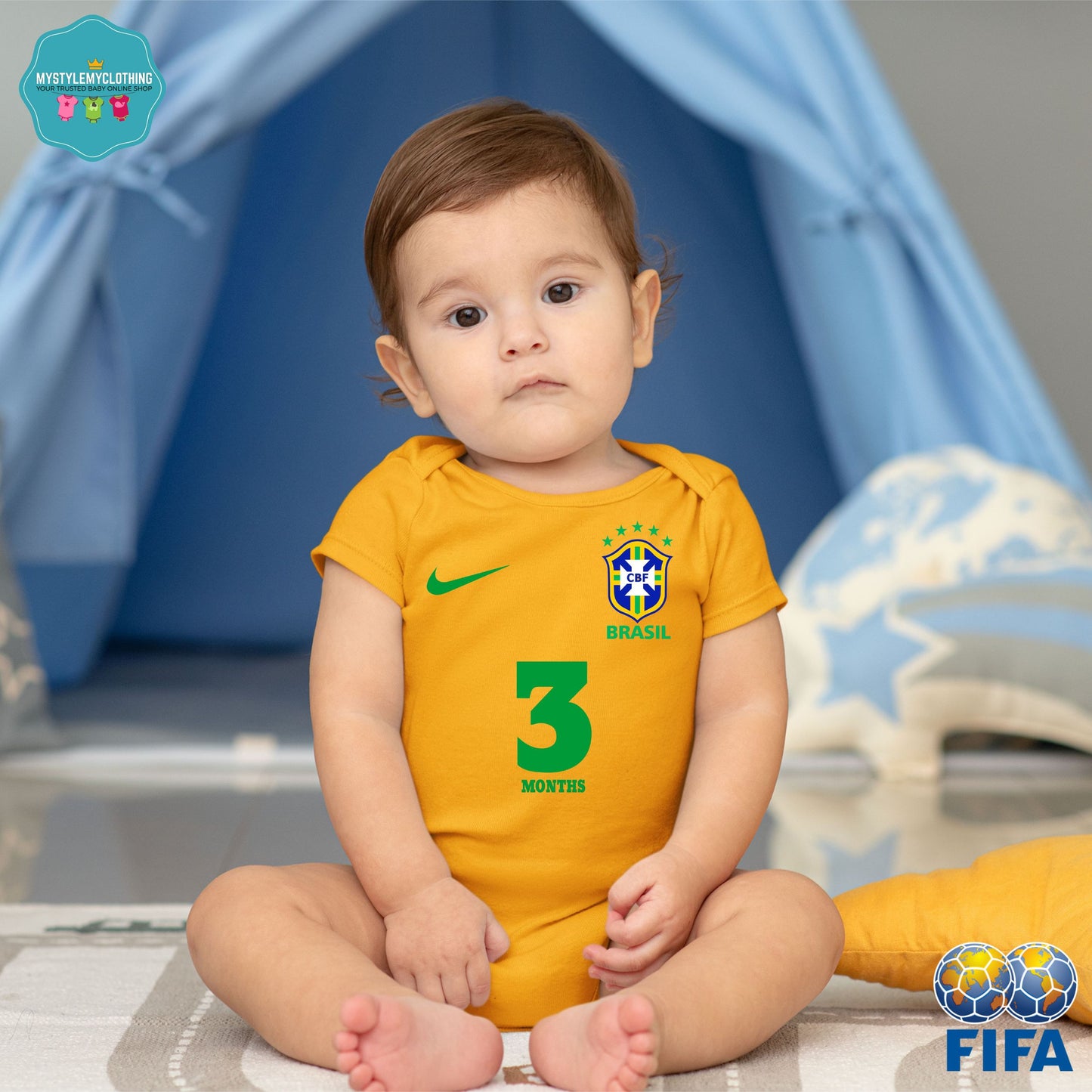 Baby FIFA Soccer Football Jersey Onesies - Brazil