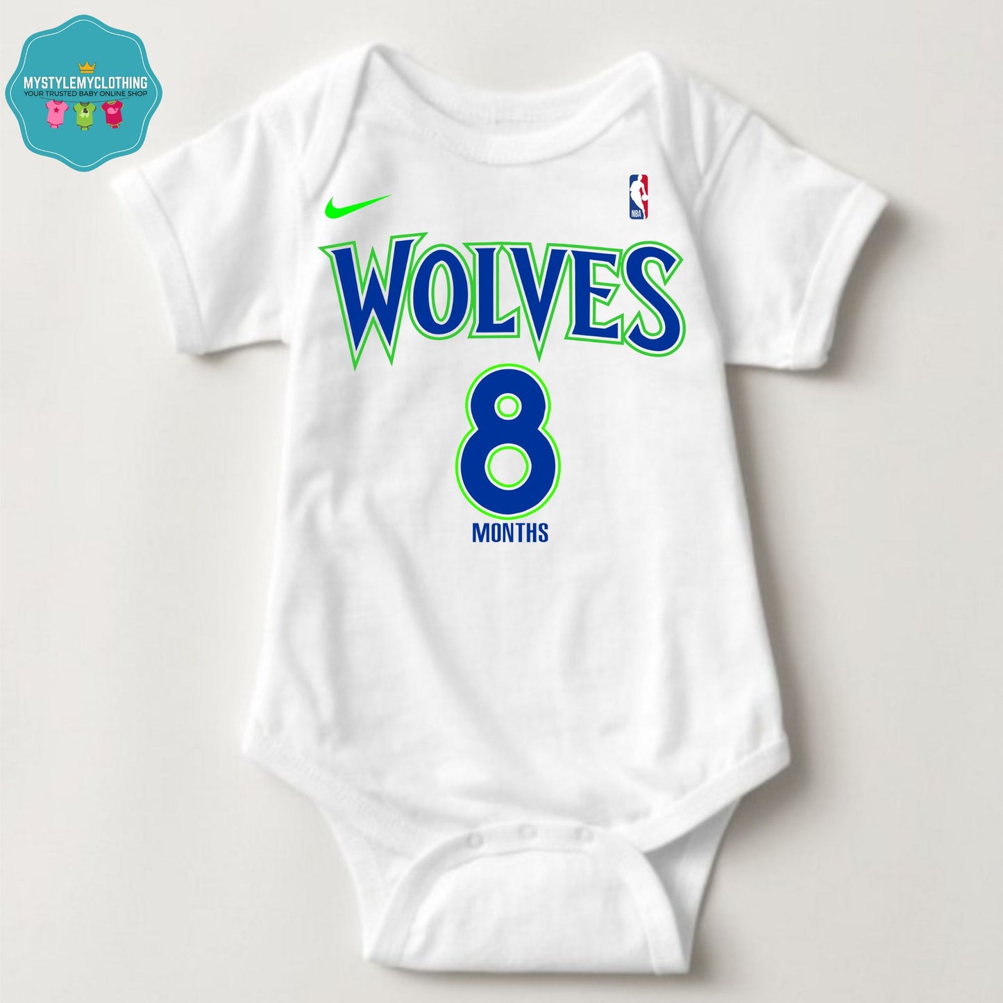 Baby Monthly Onesies - Basketball Jersey Minnesota Timberwolves