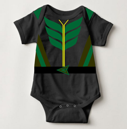 Baby Superhero Onesies with Name Back Print- Green Arrow