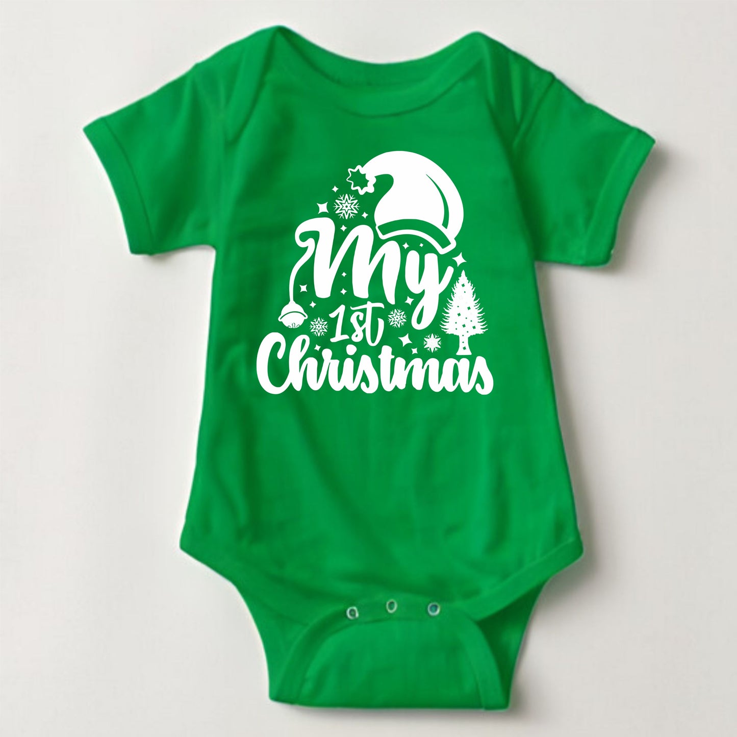 Baby Christmas Onesies with Customized Santa Hat - Tree's and Hat