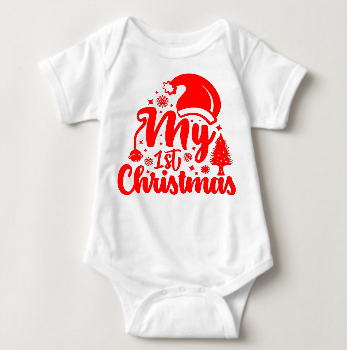 Baby Christmas Onesies with Customized Santa Hat - Tree's and Hat