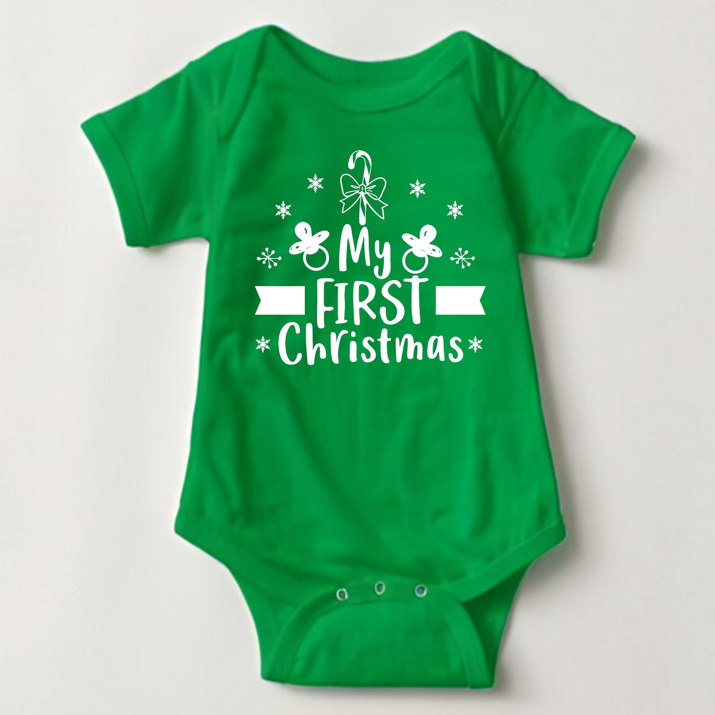 Baby Christmas Holiday Onesies with Customized Santa Hat - My First Christmas Pacifier