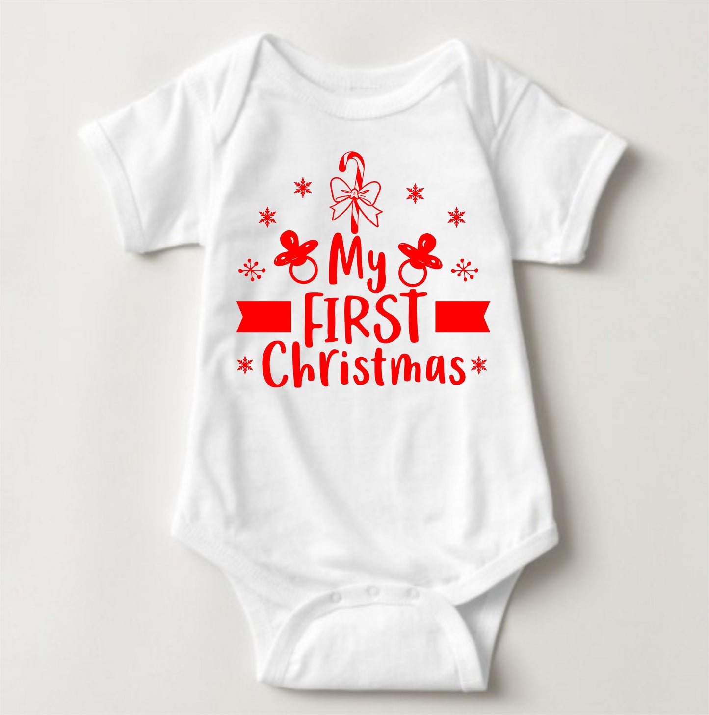 Baby Christmas Holiday Onesies with Customized Santa Hat - My First Christmas Pacifier