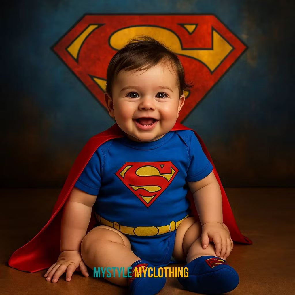 Baby Superhero Onesie with Shoe Set - Superman