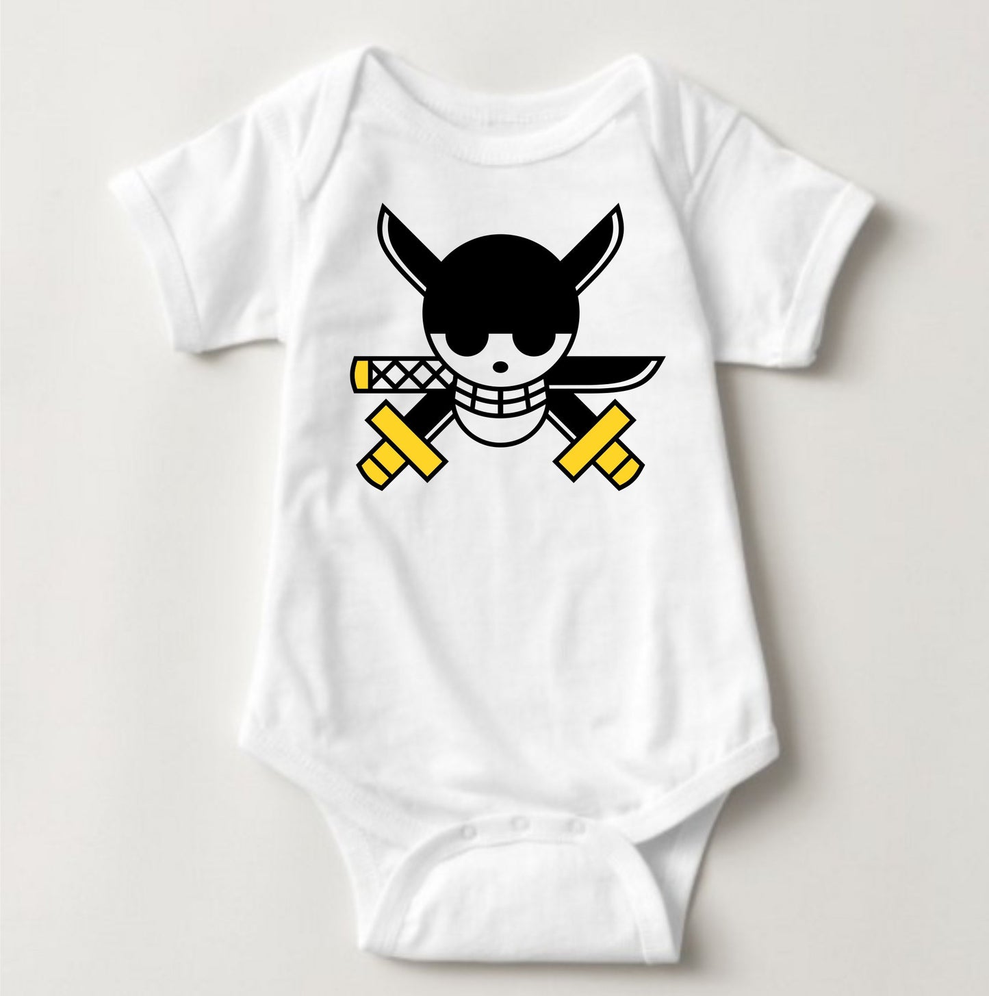 Baby Character Onesies - Jolly Roger One Piece White