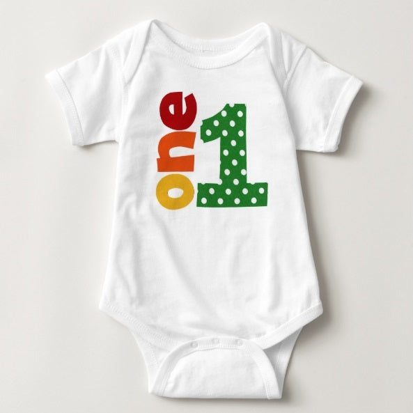 Baby 1st Birthday Onesies - 1 One (Green Polka) - MYSTYLEMYCLOTHING