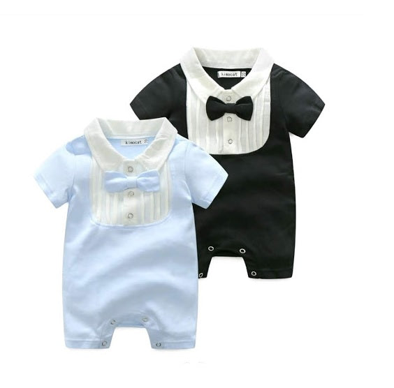 Baby Formal Tuxedo Cotton Romper - MYSTYLEMYCLOTHING