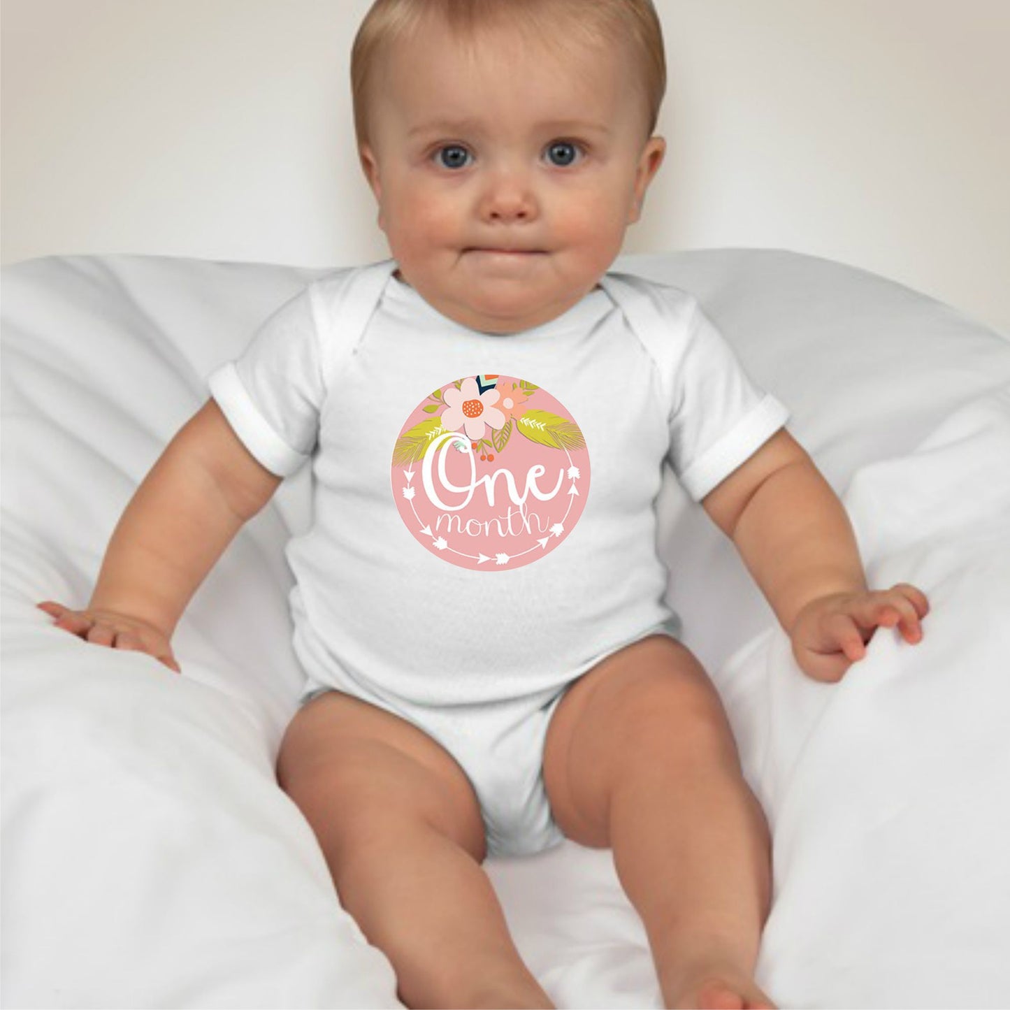 Baby Custom Monthly Onesies - Pastel Floral - MYSTYLEMYCLOTHING