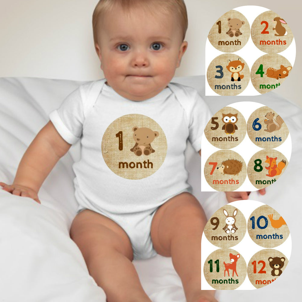 Baby Custom Monthly Onesies - Forest Animals I - MYSTYLEMYCLOTHING