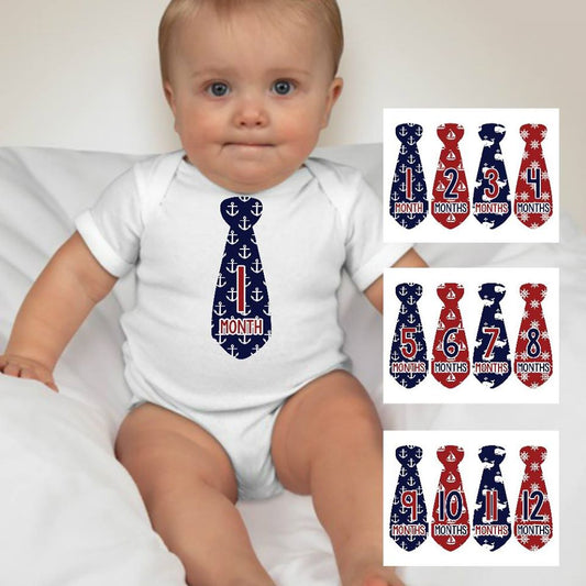 Baby Custom Monthly Onesies - Sailor Necktie - MYSTYLEMYCLOTHING