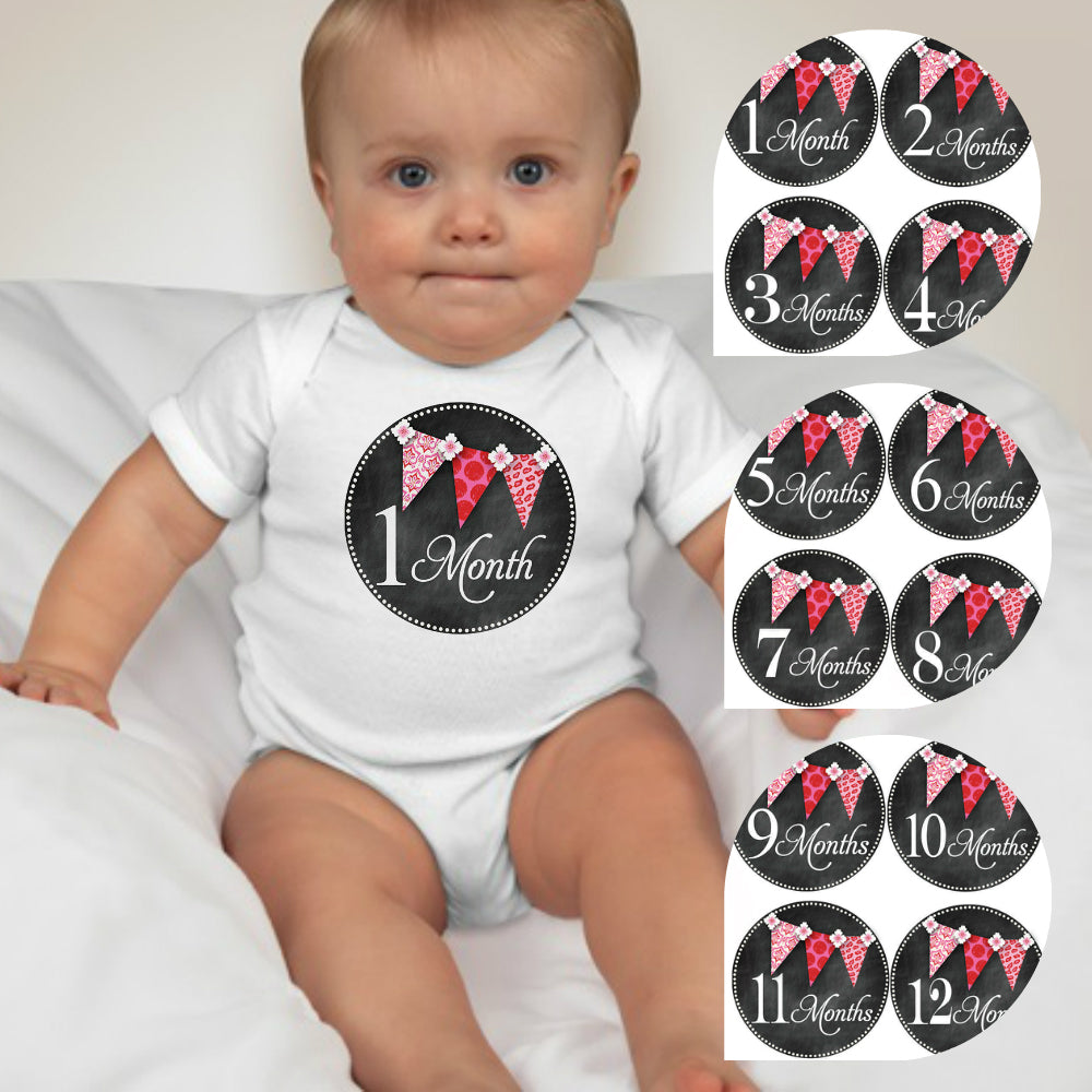 Baby Custom Monthly Onesies - Banners Chalkboard - MYSTYLEMYCLOTHING