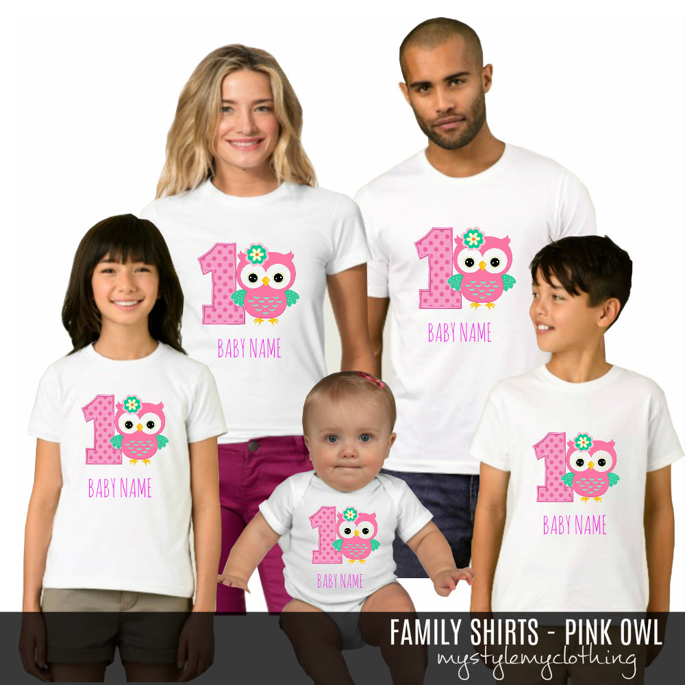 Family Set Shirt - Pink Owl - MYSTYLEMYCLOTHING