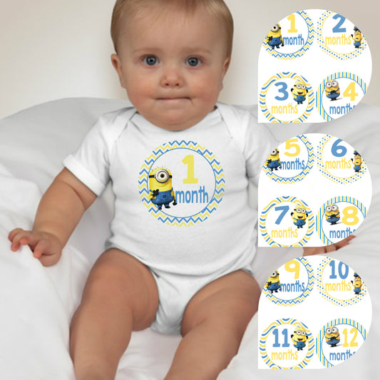 Baby Custom Monthly Onesies - Minions - MYSTYLEMYCLOTHING