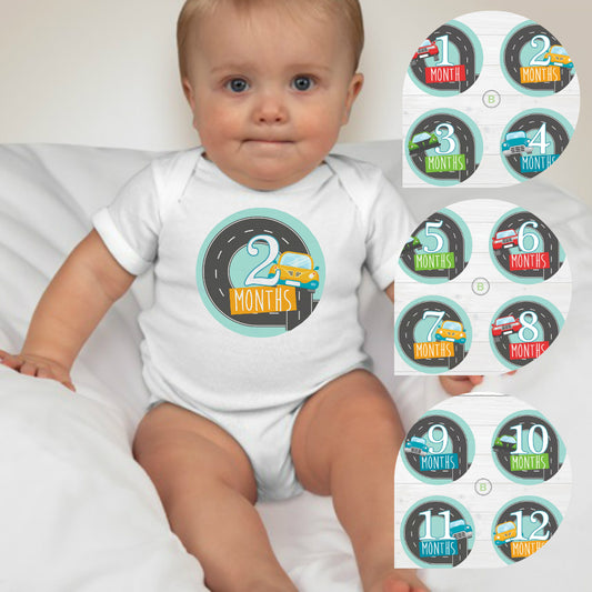 Baby Custom Monthly Onesies - Car Racing - MYSTYLEMYCLOTHING