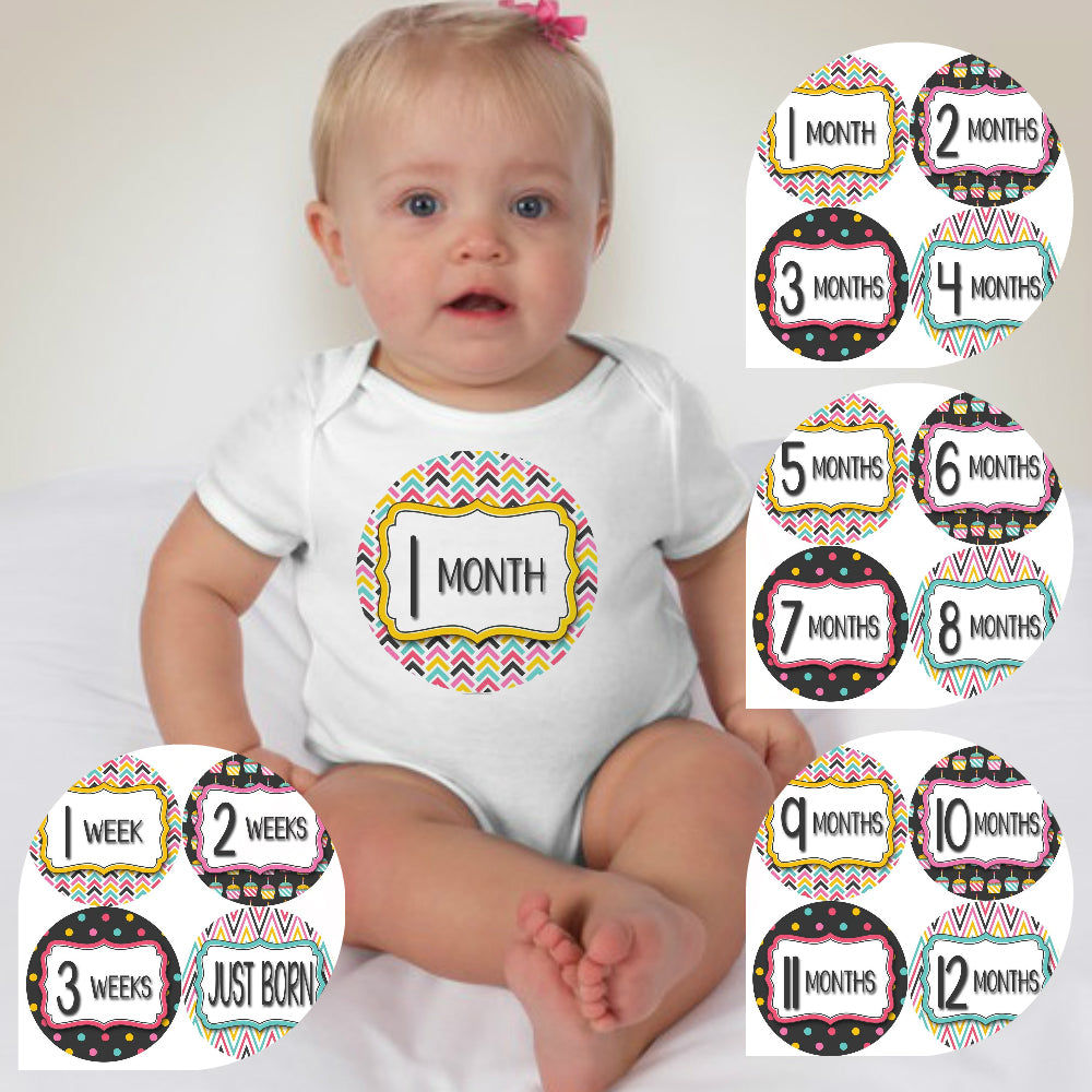 Baby Custom Monthly Onesies - Rainbow Patterns - MYSTYLEMYCLOTHING