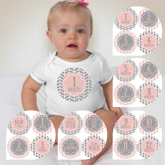 Baby Custom Monthly Onesies - Girls Pink - MYSTYLEMYCLOTHING