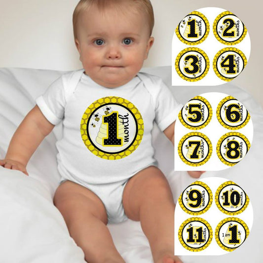 Baby Custom Monthly Onesies - Bee - MYSTYLEMYCLOTHING