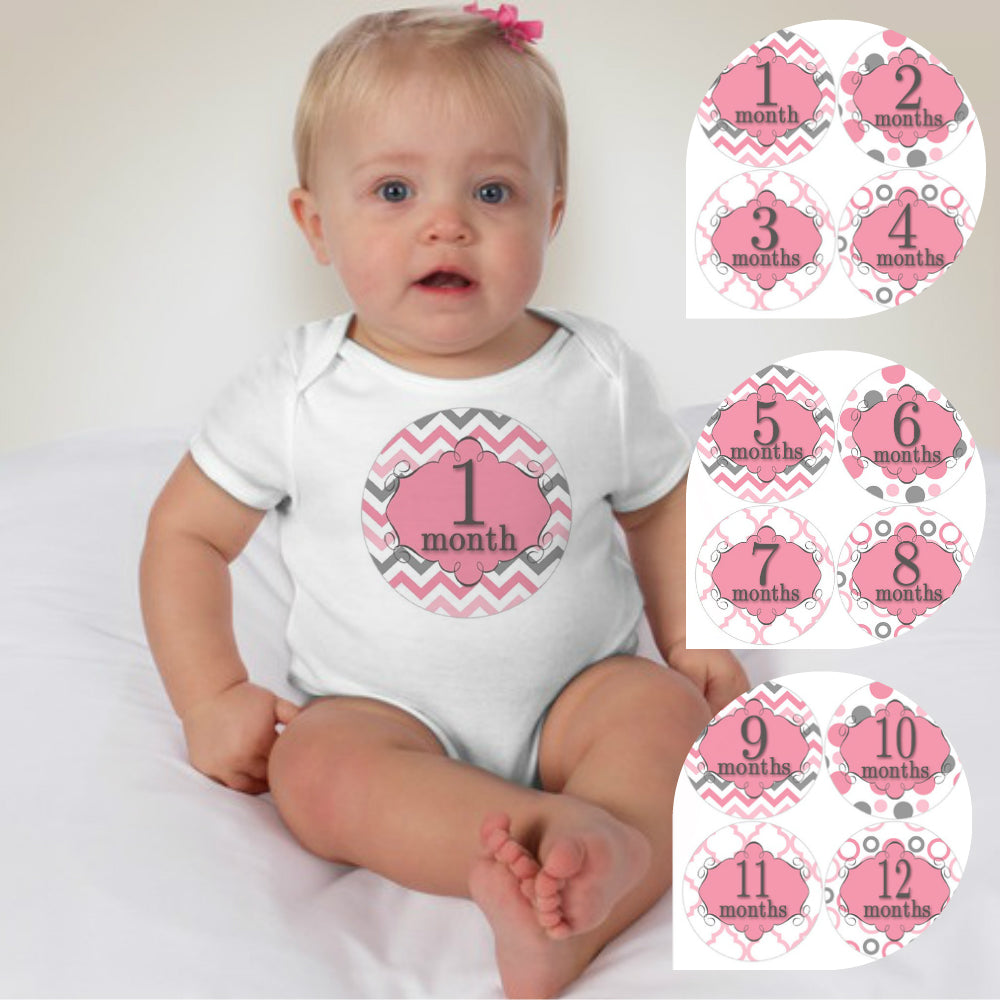 Baby Custom Monthly Onesies - Pink Patterns - MYSTYLEMYCLOTHING