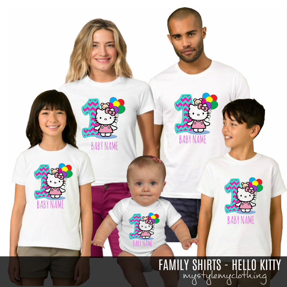 Custom Birthday Family Set Shirt - Hello Kitty - MYSTYLEMYCLOTHING