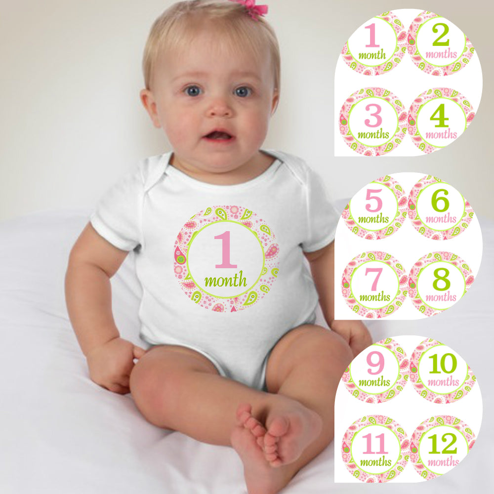 Baby Custom Monthly Onesies - Pink Patterns II - MYSTYLEMYCLOTHING