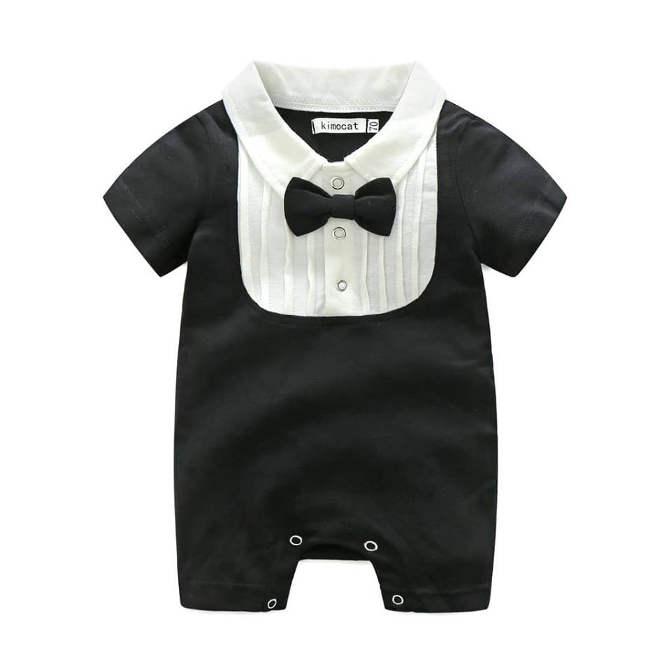 Baby Formal Tuxedo Cotton Romper - MYSTYLEMYCLOTHING