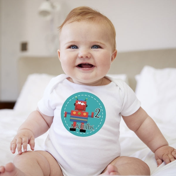 Baby Custom Monthly Onesies - Robots - MYSTYLEMYCLOTHING