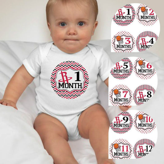 Baby Custom Monthly Onesies - Basketball Houston Rockets - MYSTYLEMYCLOTHING