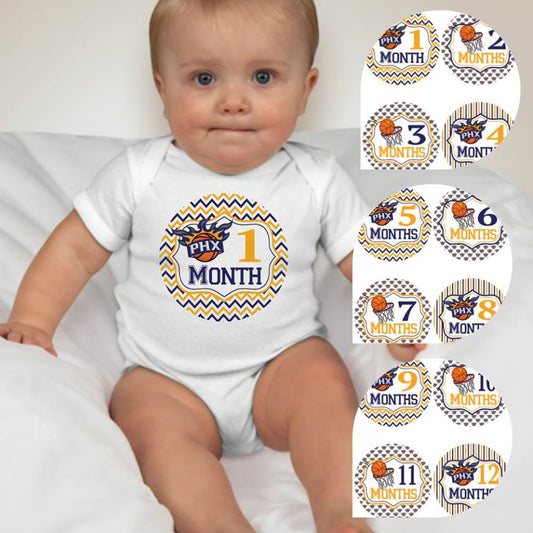 Baby Custom Monthly Onesies - Basketball Phoenix Suns - MYSTYLEMYCLOTHING